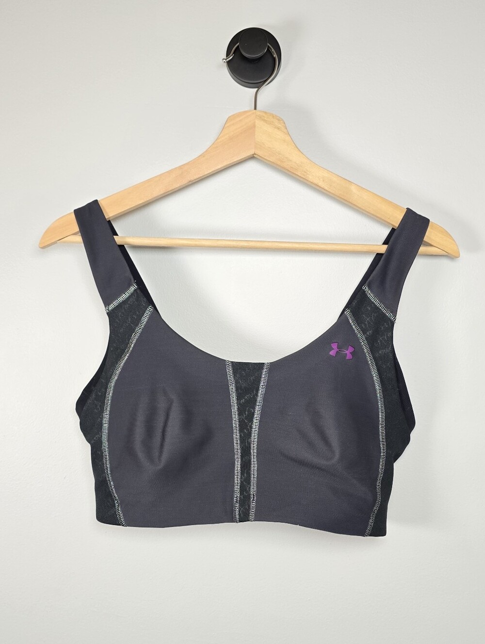 Under Armour Women's Black Sports Bra with Purple Logo 34DD